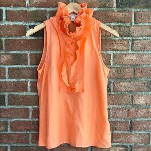 J. Crew Orange Sleeveless Ruffled Blouse
